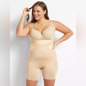 NWT 22/24 Shape by Cacique Level 3 Contouring Open-Bust Thigh Shaper Cafe Mocha
